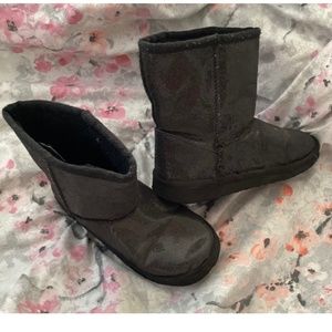 Toddler Girl Black Sparkle Boots Size 11 Fashion Flat